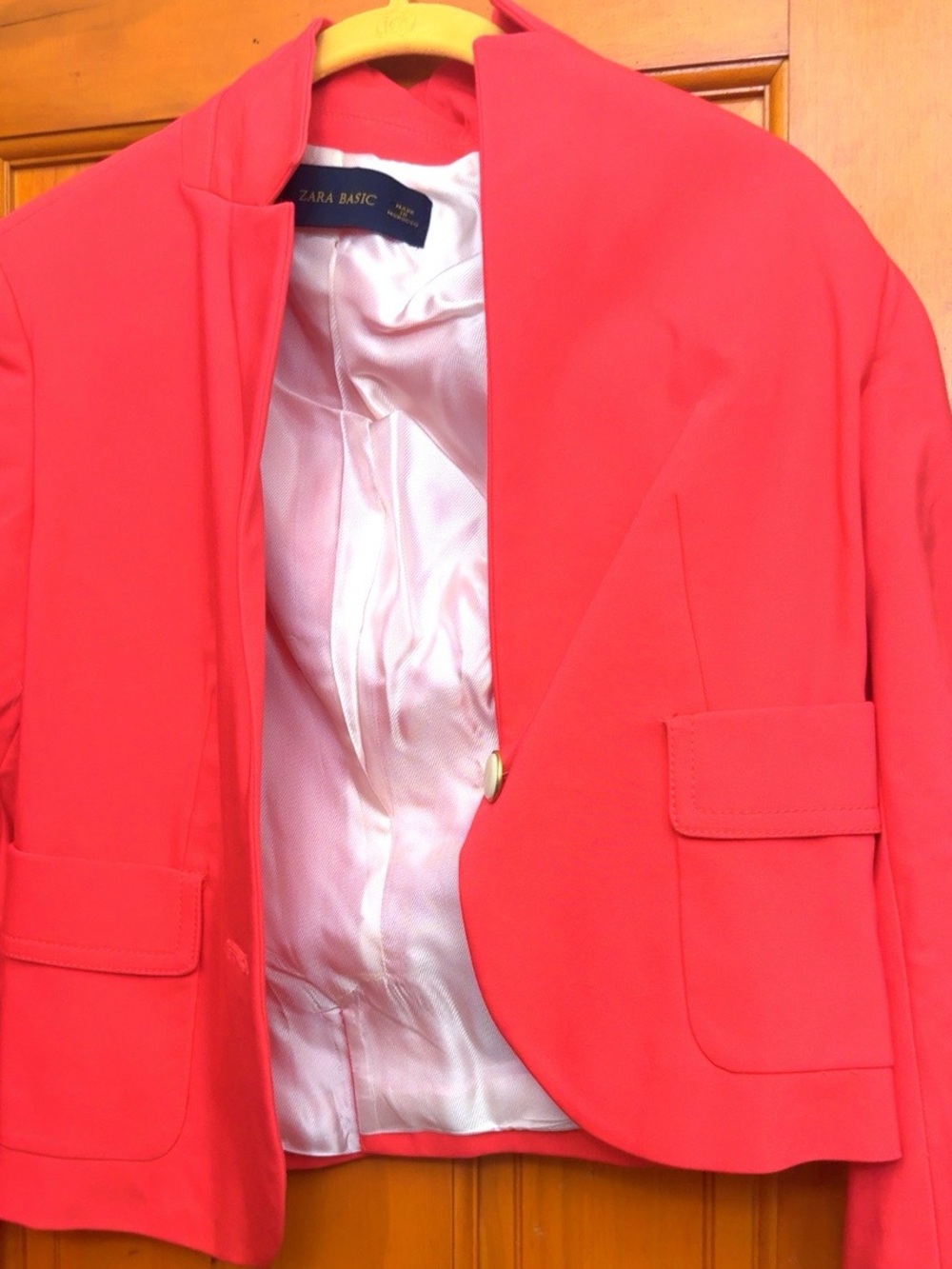 Zara Coral Pink Tailored Cropped Blazer